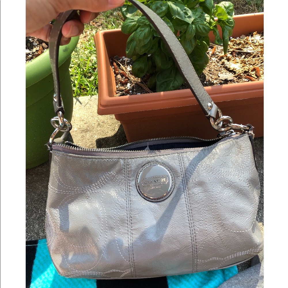 Small silver Coach shoulder bag